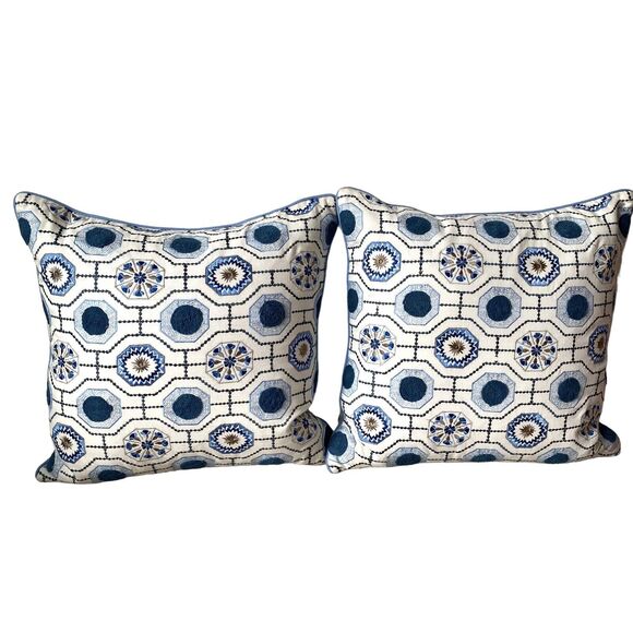 Celerie By Kemble Square Pillow Perigold Designer 20” Duck Feathers India Blue - Picture 1 of 10